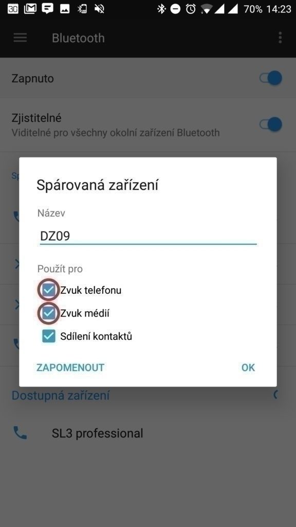 Povolte přístup ke zvuku telefonu a médií