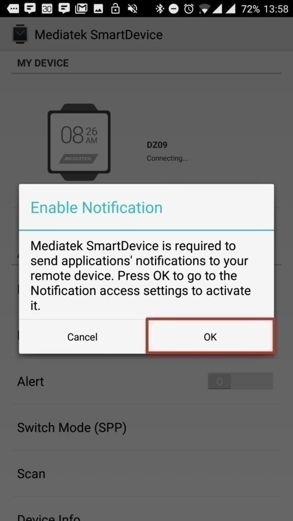 Požadavek na přístup k notifikacím