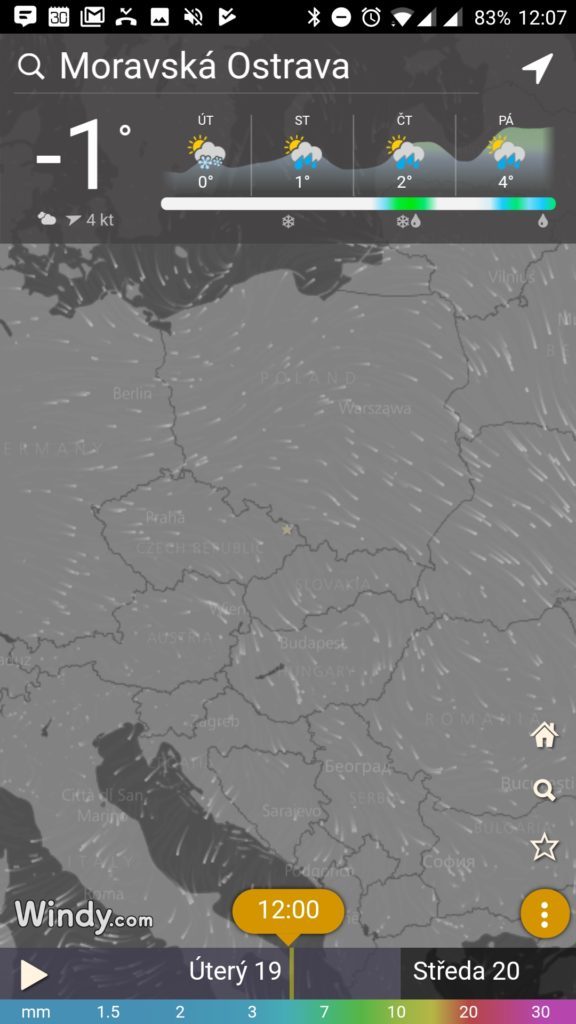 Předpověď v podání Windy