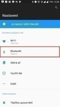 Sekce Bluetooth