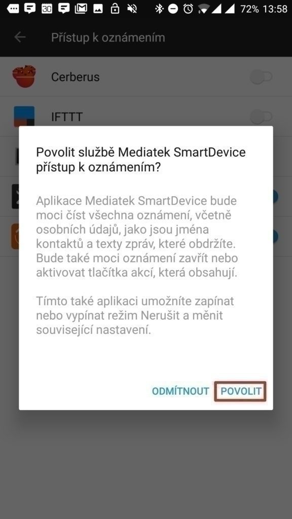 Upozornění systému na přístup
