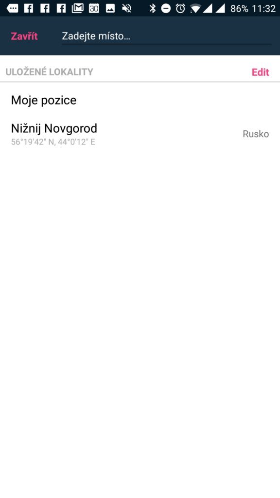 Výběr a přepínání lokalit