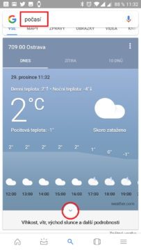 Zadejte počasí do vyhledávání