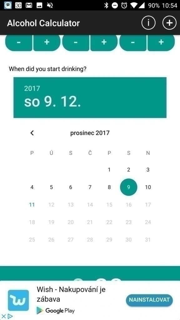 Zadání data konzumace
