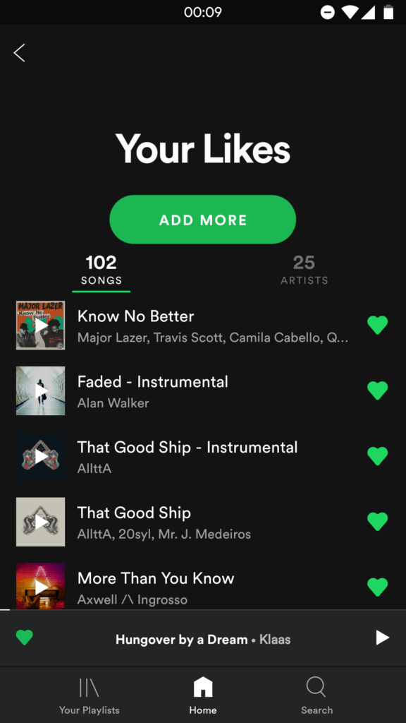 spotify likes design