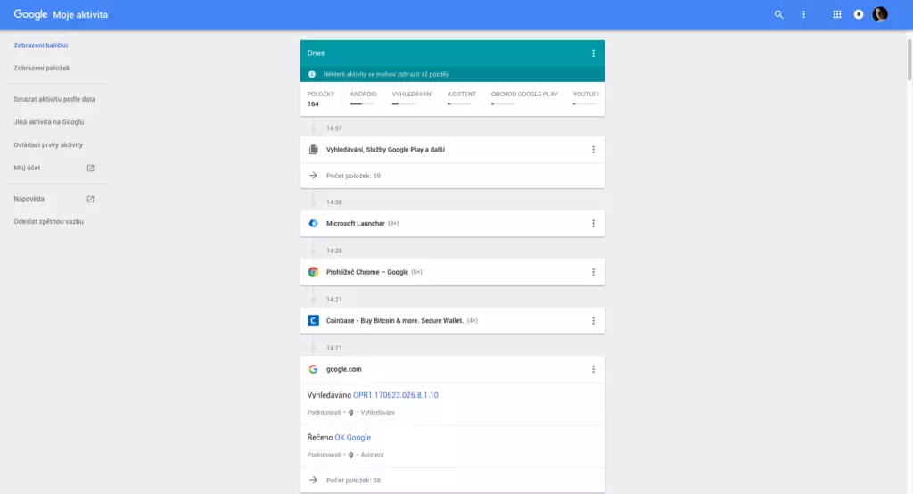 Google uklada-moje aktivita
