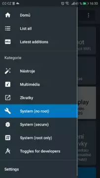 Quick Settings-prepinace v notifikacni liste