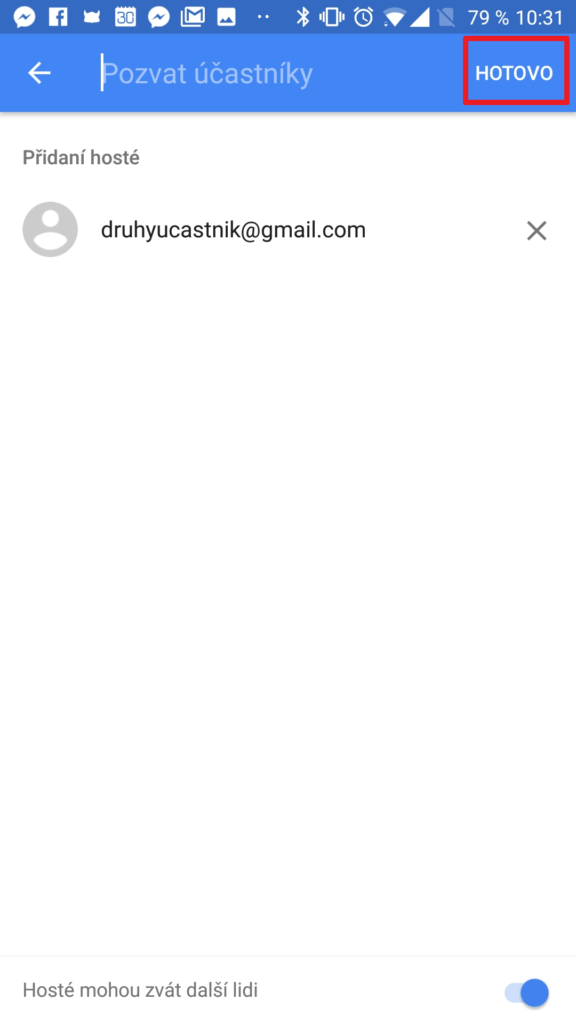 Uložení účastníků