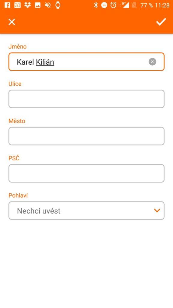 Vyplnění profilu