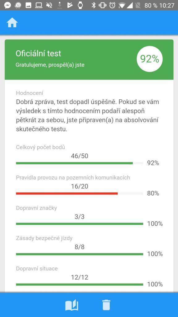 Výsledky testu
