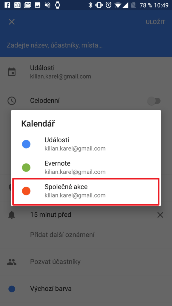 Zvolte kalendář pro společný čas