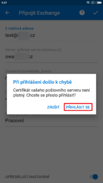 Hlášení o chybném certifikátu