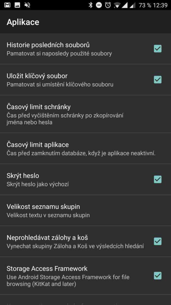 Možnosti nastavení aplikace