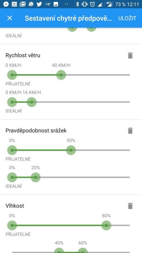 Nastavení chytré předpovědi