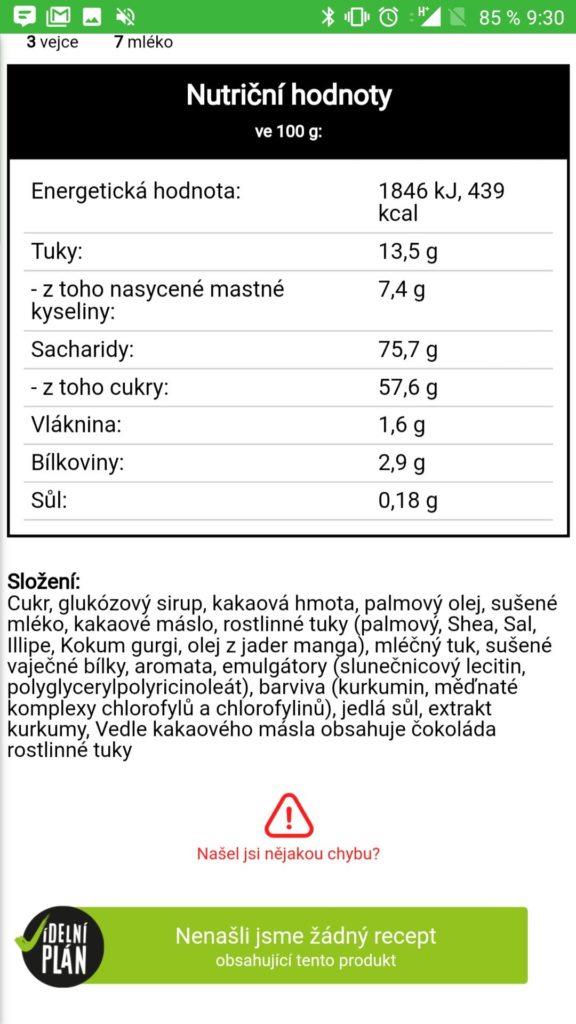 Nutriční hodnoty a složení