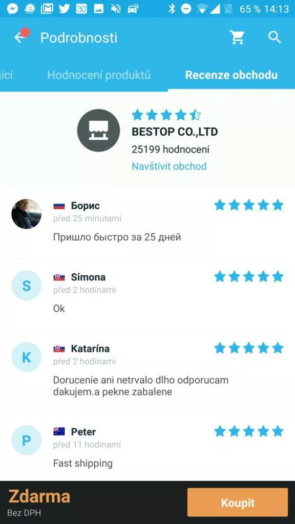 Recenze obchodu