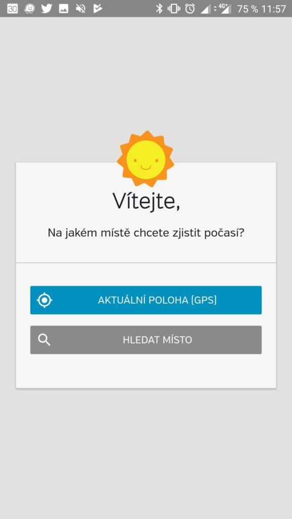 Volba místa pro zobrazení počasí