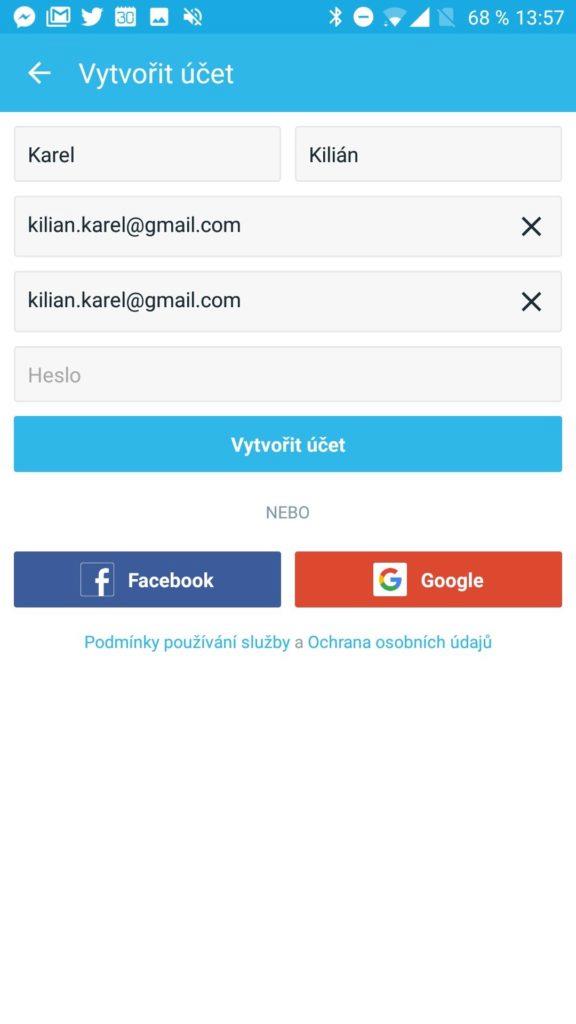 Zakládáme nový účet