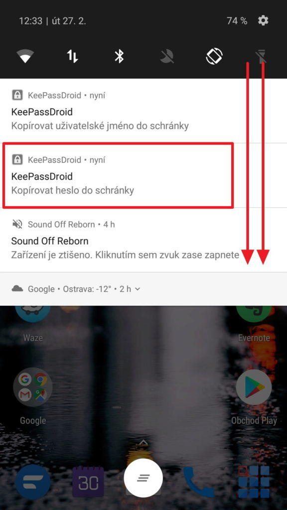 Zkopírujte údaje z notifikací