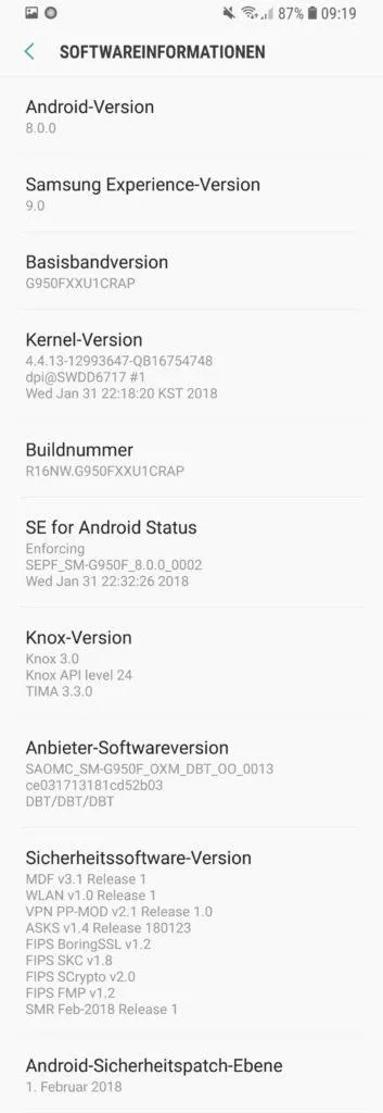 samsung galaxy s8 android 8 oreo