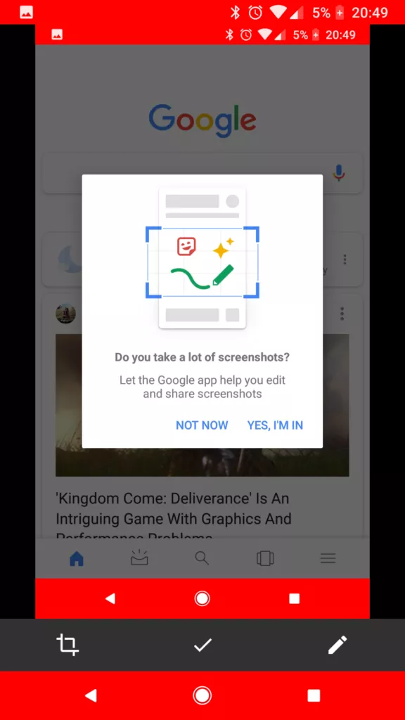snimky obrazovky Google aplikace (2)