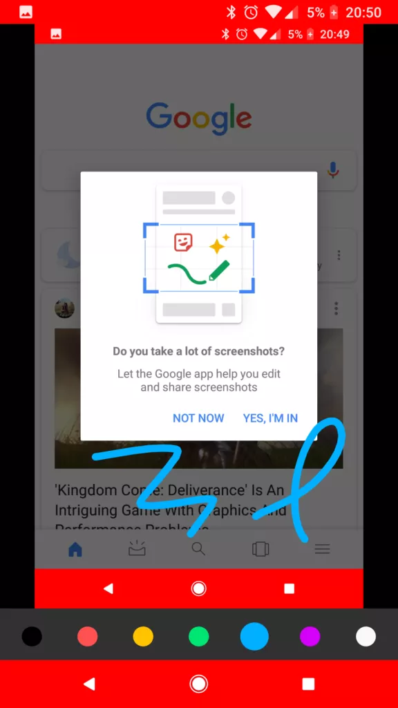 snimky obrazovky Google aplikace 4