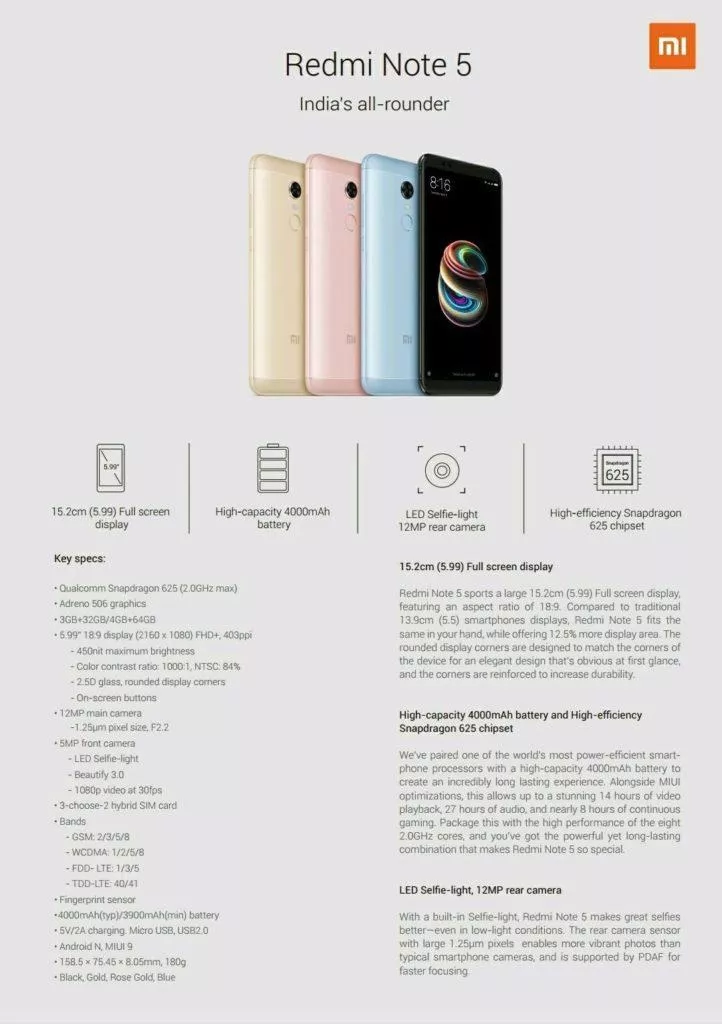 xiaomi redmi note 5