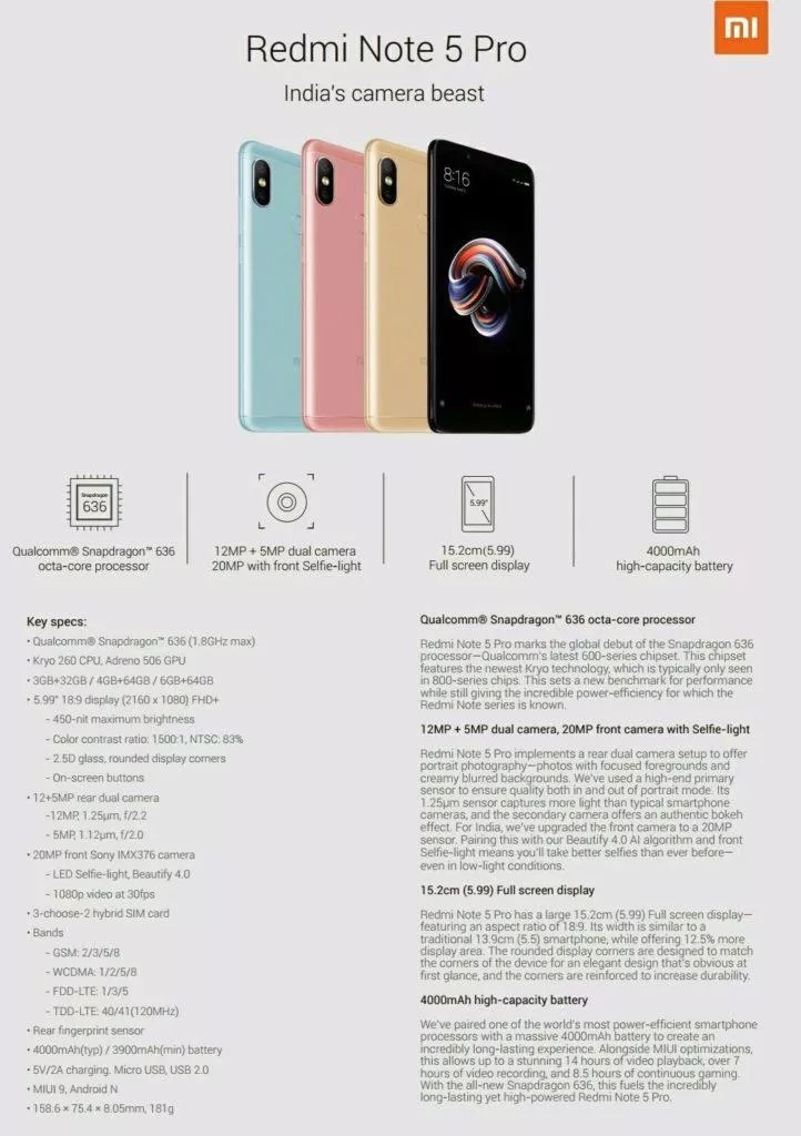 xiaomi redmi note 5 pro