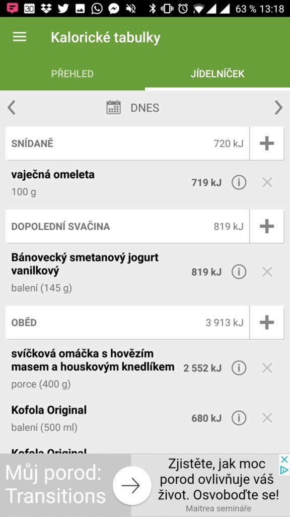 Aplikace obsahuje reklamní proužky