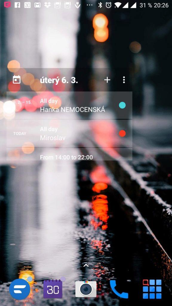 Moderní widget v základním rozměru