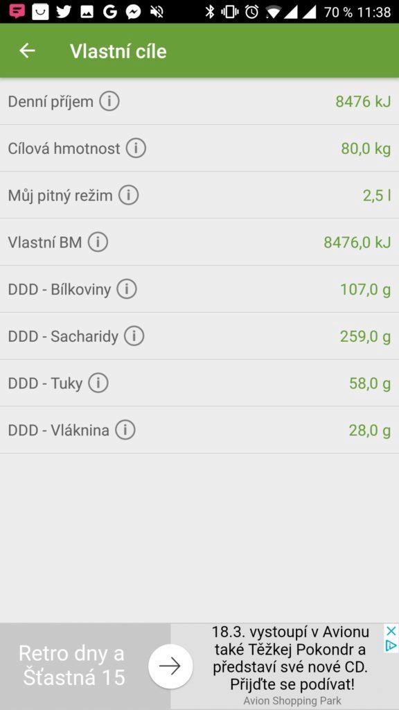 Nastavte si cílovou hmotnost