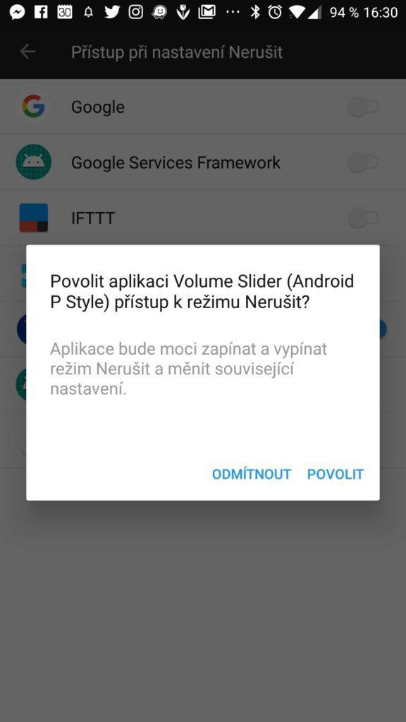 Povolení přístupu k Nerušit