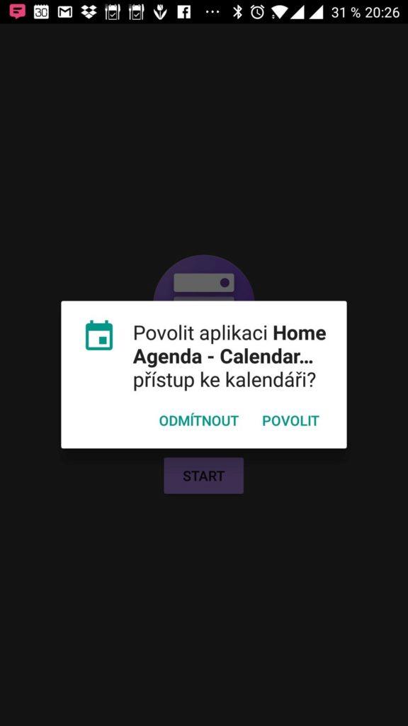 Přístup ke kalendáři je nezbytný