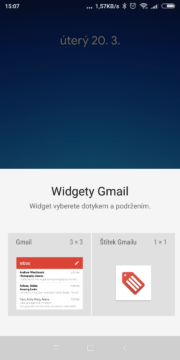 Vytažení widgetu