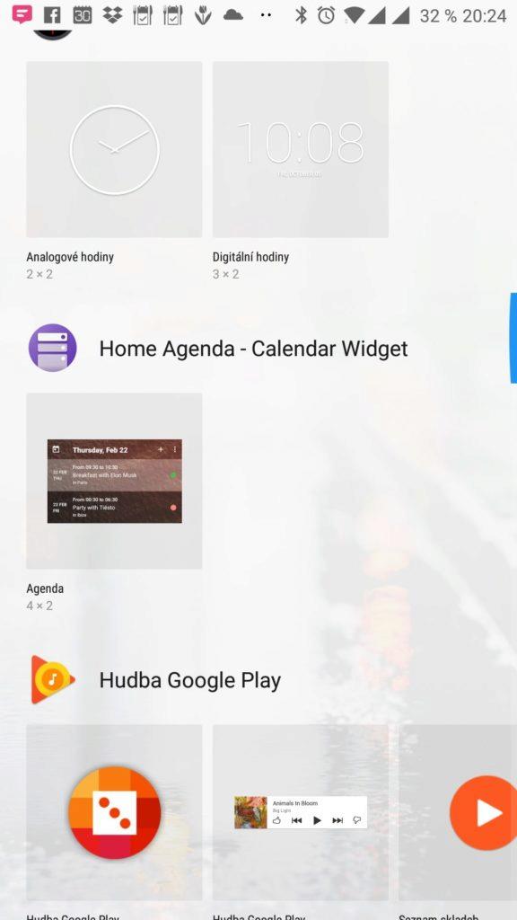 Widget si vytáhnete na plochu