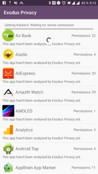 Exodus Privacy - Aplikace komunikuje se serverem