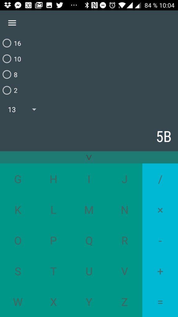 Převody android aplikace - Další písmena