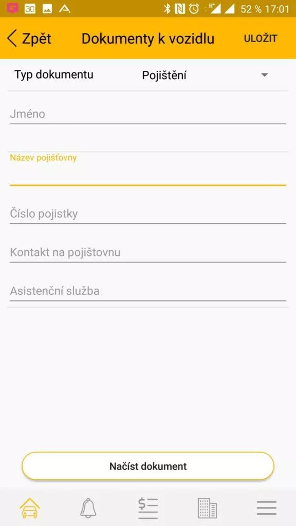 Dokumenty k vozidlu