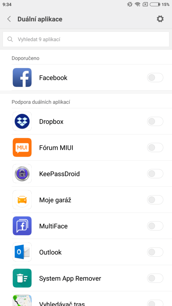 Duální aplikace na Xiaomi