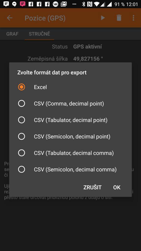 Export výsledků
