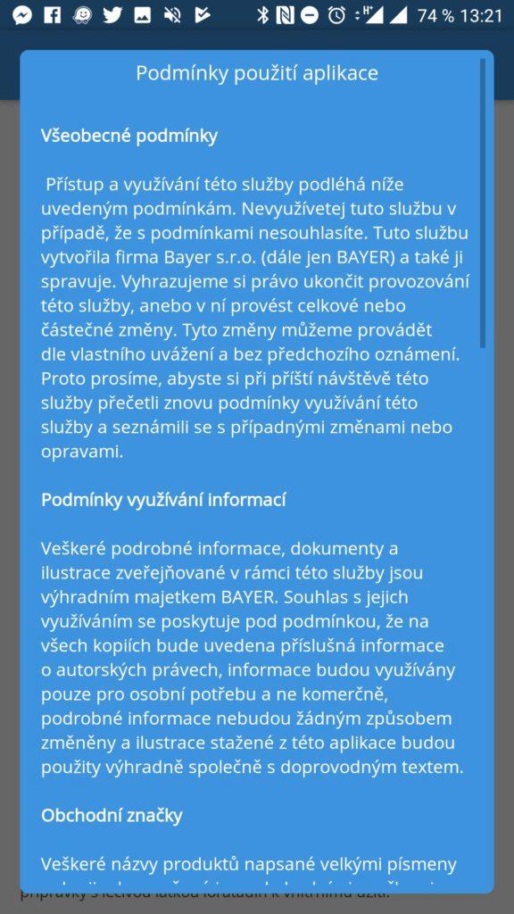 Podmínky použití aplikace Pylové zpravodajství