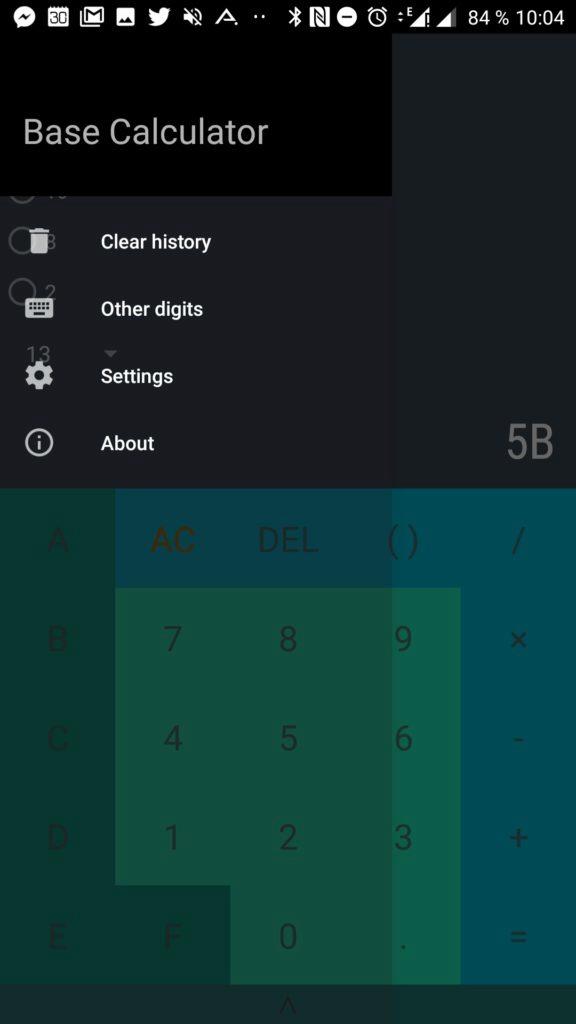 Převody android aplikace - Postranní nabídka