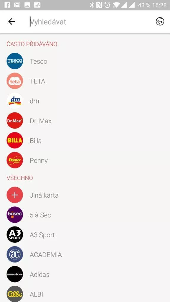 Volba vydavatele karty