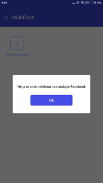 MultiFace - Vyžaduje oficiální aplikaci Facebook
