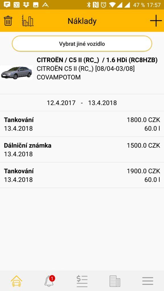 Výdaje za auto