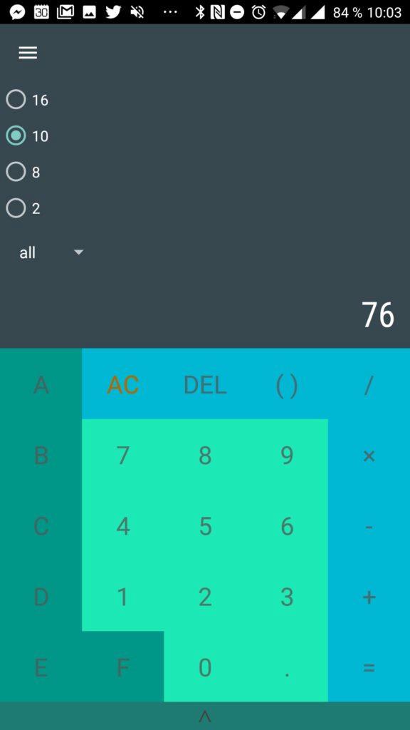 Převody android aplikace - Zadáváme v desítkové soustavě