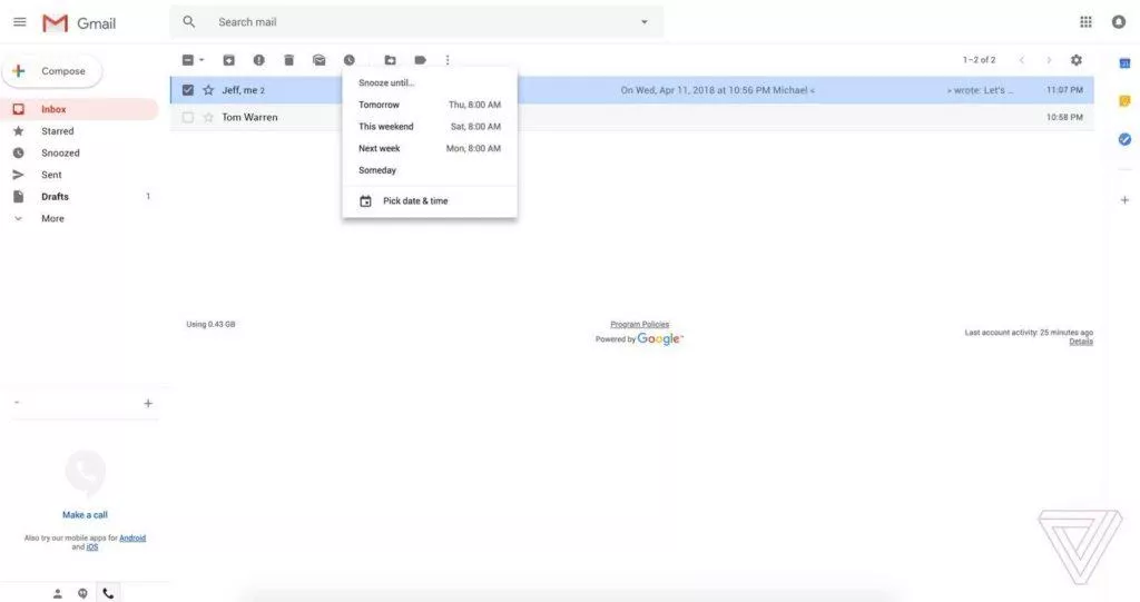 google gmail novy design