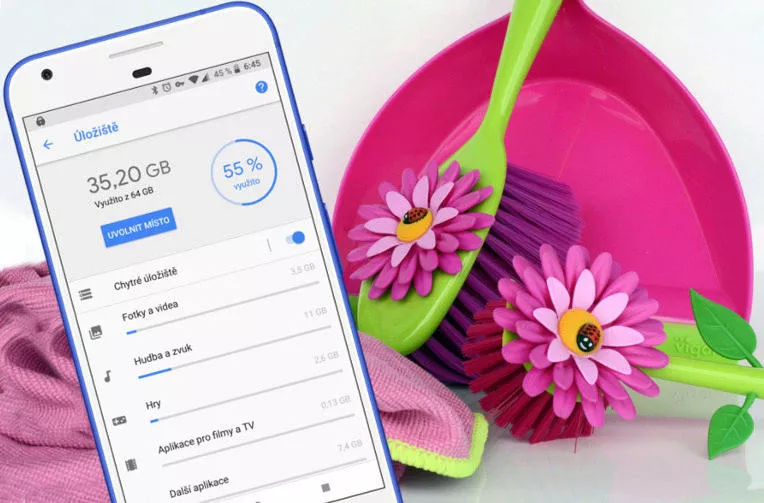 jarni uklid telefon android navod cisteni