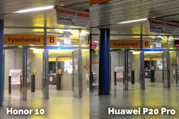 Honor 10 vs Huawei P20 Pro fotografie metro test