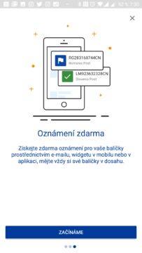 Informace v notifikacích 17Track android